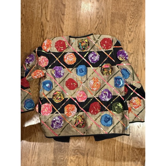 Vintage allure 100% Silk Patchwork Flower Blazer Size Small Artsy Hippie Boho - Picture 6 of 6